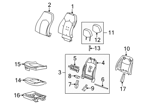 2008 Cadillac CTS Driver Seat Components Diagram 2 - Thumbnail
