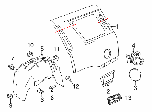 2017 Cadillac Escalade Quarter Panel & Components Diagram