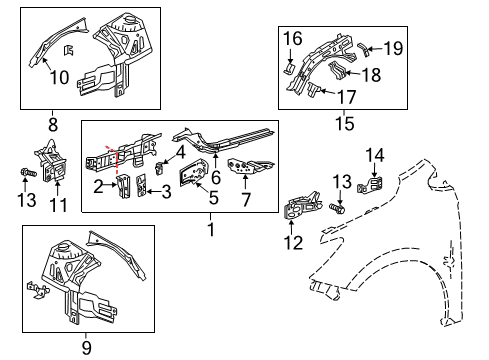 2019 Chevy Cruze Structural Components & Rails Diagram