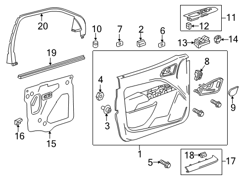 2021 GMC Canyon Interior Trim - Front Door Diagram