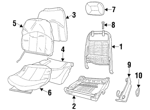 2001 Oldsmobile Intrigue Seat Back Pad, Front Diagram for 16836122