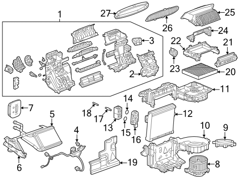 2024 Chevy Trax A/C Evaporator & Heater Components Diagram