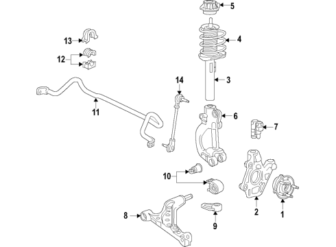 2016 Buick Envision Front Suspension Components, Lower Control Arm, Stabilizer Bar Diagram
