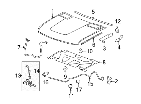2011 Chevy Silverado 3500 HD Hood & Components Diagram