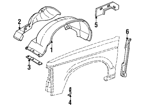 1991 GMC S15 Jimmy Fender Liner, Front Inner Passenger Side Diagram for 15592730