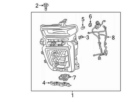 2021 Chevy Silverado 3500 HD Headlamp Components Diagram