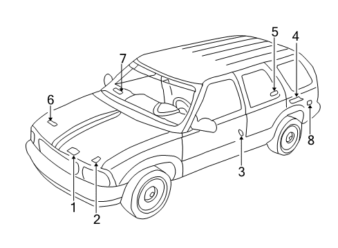 1996 GMC Jimmy Information Labels Diagram