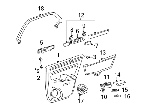 2000 Cadillac Seville Interior Trim - Rear Door Diagram
