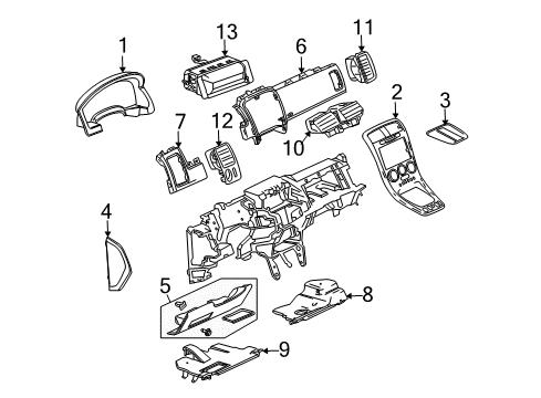 2008 Pontiac Torrent Cluster & Switches, Instrument Panel Diagram