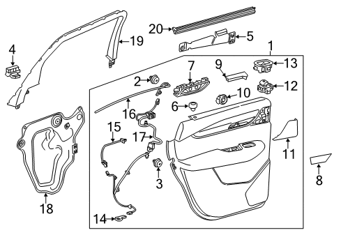 2018 Cadillac XT5 Interior Trim - Rear Door Diagram