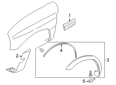 2002 Chevy Tracker Side Molding, Outer Passenger Side Diagram for 30022983