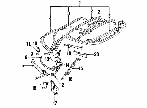 1990 Buick Reatta Side Brace, Front Driver Side Diagram for 12504877