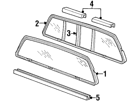 1992 Chevy C1500 Back Glass & Hardware Diagram