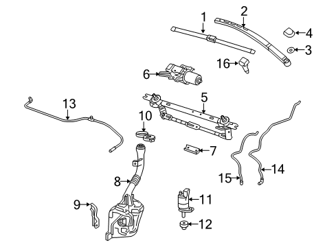 2015 Chevy Equinox Windshield - Wiper & Washer Components Diagram