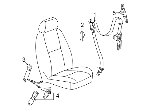 2008 Cadillac Escalade ESV Front Seat Belts Diagram
