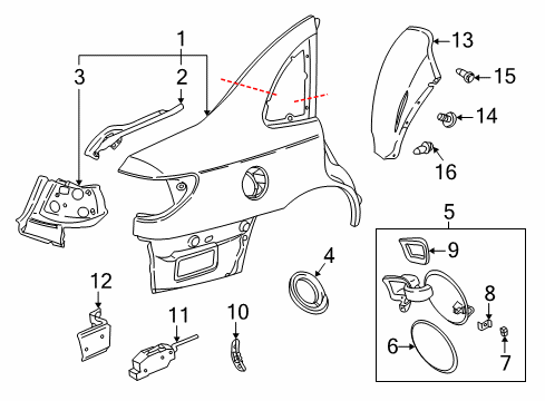 2005 Saturn L300 Quarter Panel & Components Diagram