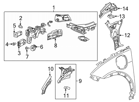 2019 Chevy Bolt EV Structural Components & Rails Diagram