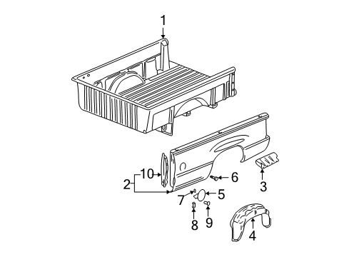 2004 GMC Sierra 3500 Pickup Box Assembly, Front & Side Panels, Floor Diagram 4 - Thumbnail