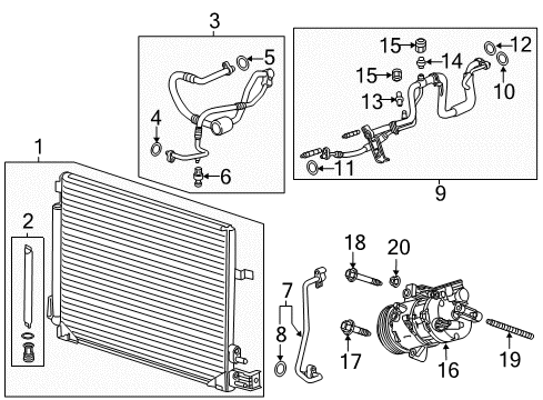 2013 Cadillac ATS A/C Condenser, Compressor & Lines Diagram