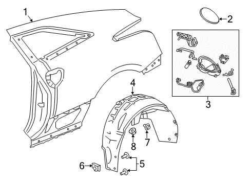 2015 Cadillac ELR Quarter Panel & Components Diagram