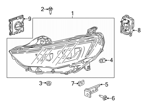 2019 Buick Regal Sportback Headlamp Assembly, Passenger Side Diagram for 39217216
