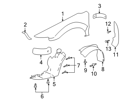 2004 Oldsmobile Alero Fender & Components Diagram