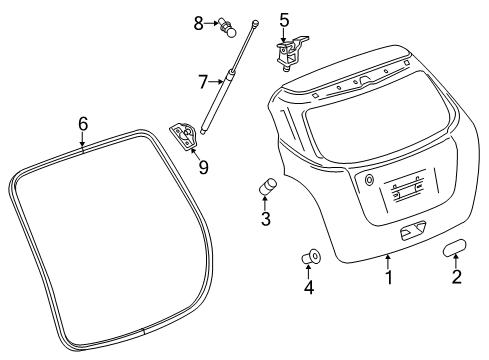 2022 Chevy Trax Gate & Hardware Diagram