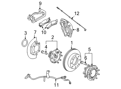 2007 GMC Sierra 2500 HD ABS Sensor, Front Diagram for 20980077