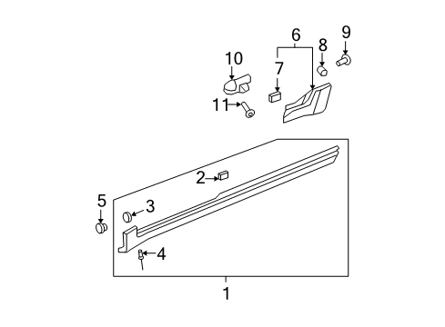 2008 GMC Acadia Exterior Trim - Pillars, Rocker & Floor Diagram