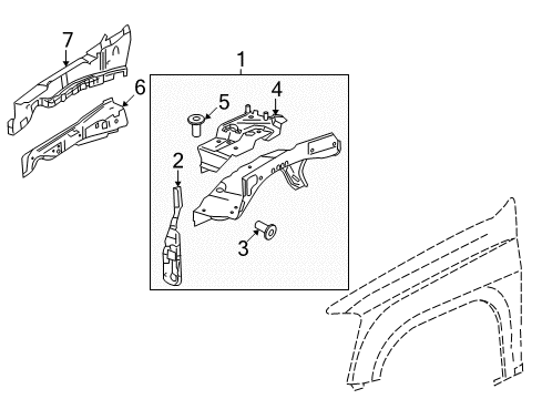 2011 GMC Canyon Inner Components - Fender Diagram