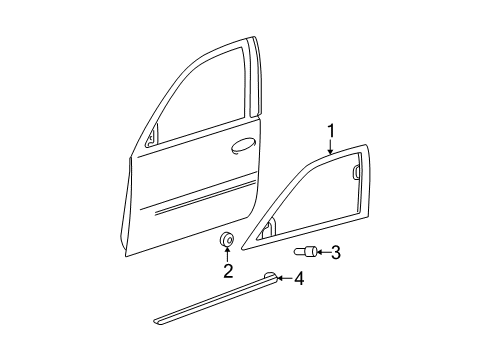 2007 Cadillac DTS Exterior Trim - Front Door Diagram