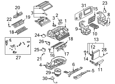 2005 Chevy Venture A/C Evaporator & Heater Components Diagram