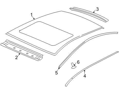 2007 Pontiac G6 Roof & Components, Exterior Trim Diagram 3 - Thumbnail