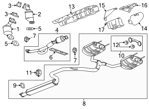 2015 Buick LaCrosse Front Pipe Insulator Diagram for 22935306