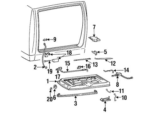 2000 GMC Yukon Tail Gate & Hardware Diagram