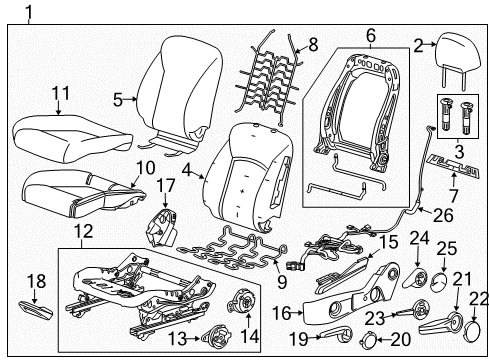 2015 Chevy Cruze Driver Seat Components Diagram