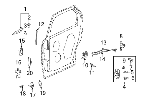 2002 Buick Rendezvous Rear Door - Lock & Hardware Diagram