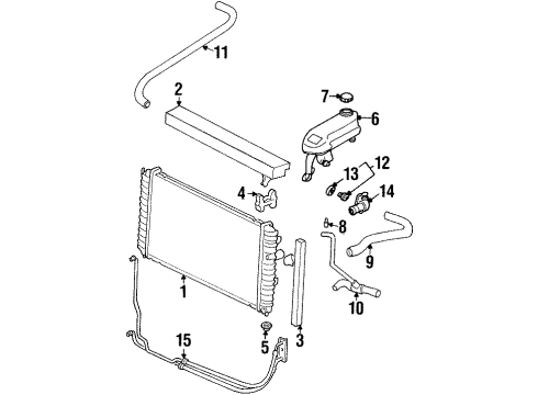 1999 Oldsmobile Cutlass Radiator & Components Diagram