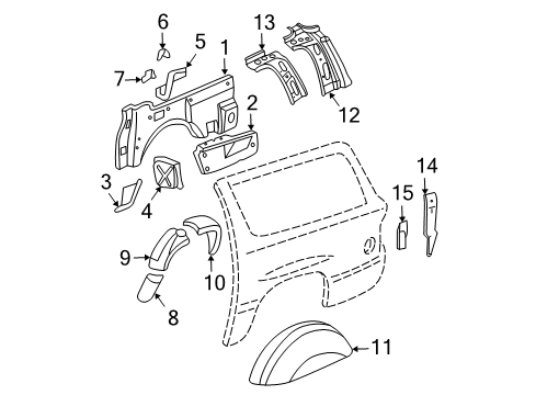 2006 Cadillac Escalade ESV Inner Components - Quarter Panel Diagram