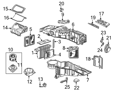 2002 GMC Yukon A/C Evaporator & Heater Components Diagram