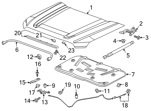2021 GMC Sierra 1500 Hood & Components Diagram