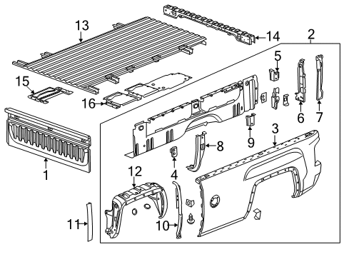 2017 GMC Sierra 2500 HD Pick Up Box Components Diagram 3 - Thumbnail