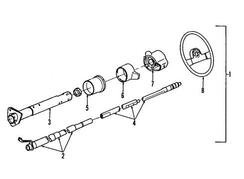 1992 Oldsmobile Bravada Steering Column, Steering Wheel Diagram 4 - Thumbnail