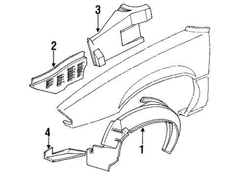 1993 Pontiac Grand Prix Fender Liner, Passenger Side Diagram for 10282926