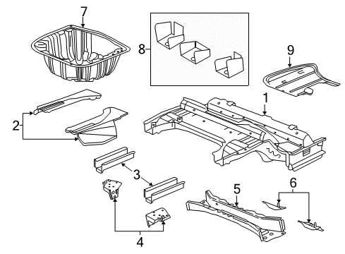 2014 Chevy SS Rear Body - Floor & Rails Diagram