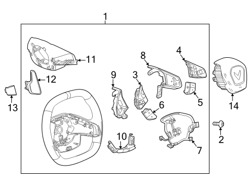 2023 Chevy Corvette Steering Wheel, Black Diagram for 85521386