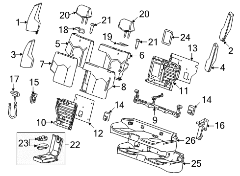 2010 Cadillac CTS Rear Seat Components Diagram