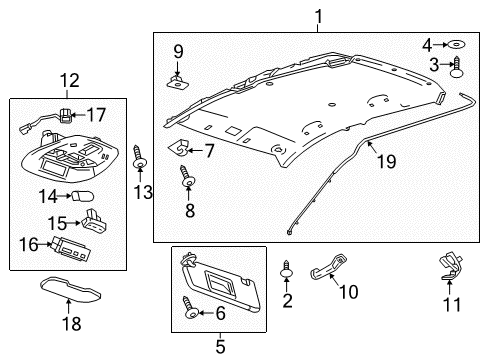 2022 Chevy Spark Interior Trim - Roof Diagram