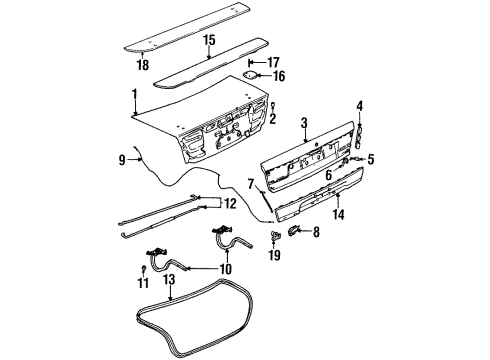 1997 Saturn SL Spoiler Stud, Passenger Side Diagram for 21095879