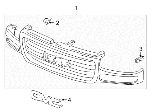 2002 GMC Yukon Grille & Components Diagram